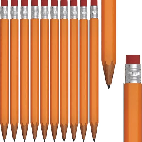 10 matite a pressione in plastica effetto legno con gomma da cancellare all'estremità del fusto, con 1 mina da 0,7 mm, per scuola, ufficio, casa e università, in 6 colori (arancione)