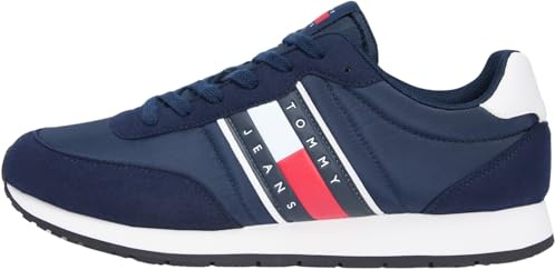 Tommy Jeans Uomo Sneakers Running Classic Runner con Lacci, Blu (Dark Blue), 45