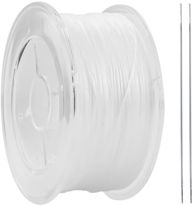 Fil en nylon transparent - 200 m - 0,2 mm - Fil invisible - Ruban de suspension - Fil en nylon résistant à la déchirure - Fil de perles transparent - A1 - Avec aiguille à perles