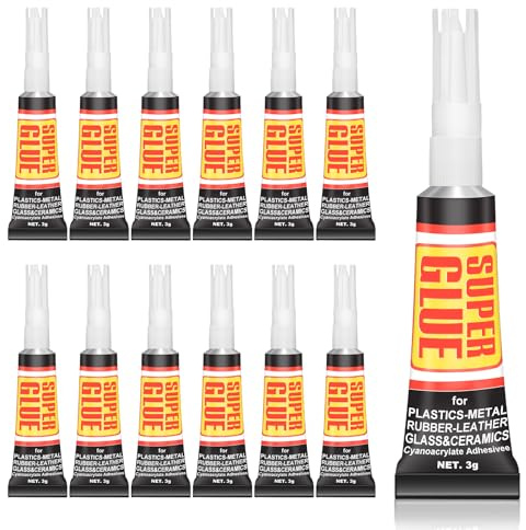 Flintronic Super Colla, 12 Pezzi Colla Ad Olio Ad Alta Resistenza, Colla Forte Istantanea, Per Plastica, Vetro, Lgno, Pietra, Artigianato Fai Da Tte, Molti Altri Materiali, 3g