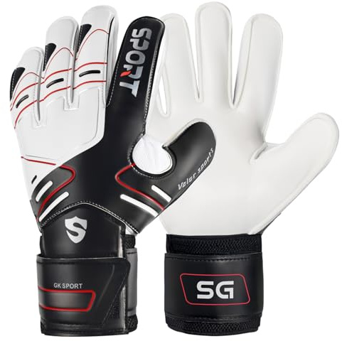 WVVOU Professional Goalkeeper Gloves Suitable for Adults Youth Kids, High Performance Football Goalie Gloves with Finger Protection and 4mm Latex Palm for Training and Matches (Black, 10)