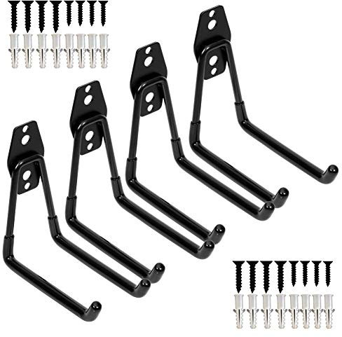 Garage Storage Utility Double Hooks, Heavy Duty Wall Mount Organizer Tool Hanger With Anti-Slip Coating