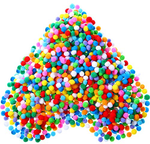 2000 Stücke 0,8 cm Farblich Sortiert Elastisches Pom Poms Kunst Handwerk Pompoms Ball für Hobbybedarf und kreatives Basteln DIY Material