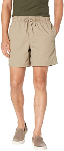 Amazon Essentials Pantalones Cortos con Cordón y Entrepierna de 15cm Hombre, Marrón Caqui, L