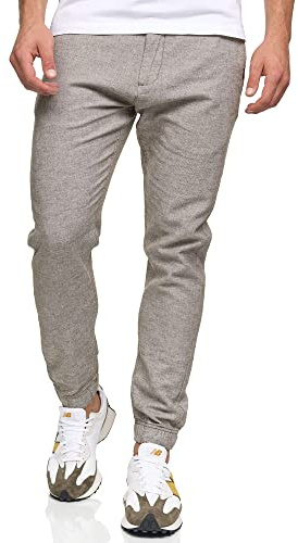 Indicode Herren Blnda Stoffhose aus Leinen & Baumwolle | Herrenhose Freizeithose Männer Dark Olive, S