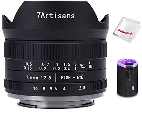 7artisans 7.5mm F2.8 II V2.0 Formato APS-C Objetivo Ojo de pez, Objetivo fisheye Compatible con Cámaras Sony con Montura E NEX-5N NEX-7 NEX-3N NEX-5T a3000 a5000 a6000 a3500 a5100 a6300 a6500