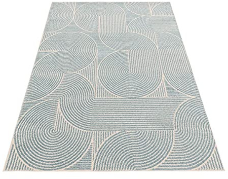 Lord of Rugs Living Room Rug Geometric Bedroom Dining Room Home Office Kitchen Area Rug Blue Swirl Large 160x230 cm (5'3x7'7)