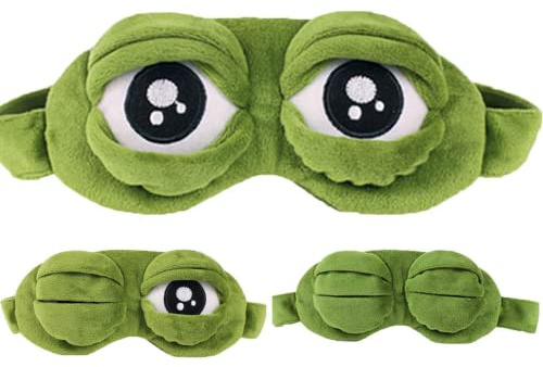 3D Frosch Schlafen Augenmaske Kinder, BetterJonny Flusen Karikatur Frosch Augen Maske Kreative Cartoon Lustige Augenabdeckung Flaum Schlafmaske Augenbinde für Frauen Kinder Herren Damen, Grün