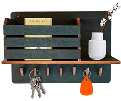 Pekiedo Svuotatasche da Muro in Legno, Appendichiavi da Muro, Ingresso Moderno Idea Regalo Originale Decorazioni Casa Porta Oggetti Accessori (Nero)