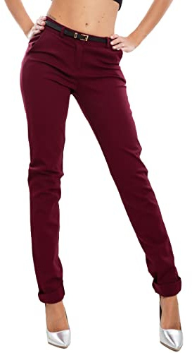 Toocool Pantaloni Donna Classici Eleganti Tasche Vita Bassa Invernali MS-2808 [XXL,Bordeaux]