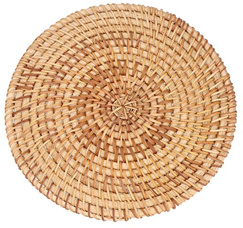 Mantel Individual Redondo Tejido, Mantel Individual De Aislamiento Caliente De Trenza De Ratán Natural, Manteles Individuales De Mesa De Cocina Salvamanteles Resistentes Al Calor para(16cm)