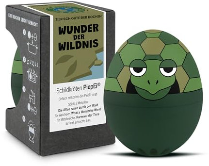 Schildkröten PiepEi - Singende Eieruhr zum Mitkochen - Eierkocher für 3 Härtegrade - Schildkröte Geschenk - Lustiges Kochei - Musik Eggtimer – Brainstream