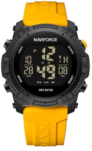 Naviforce Reloj Deportivo Digital Resistente al Agua para Hombre y Mujer, con cronómetro, Alarma y Correa de Goma