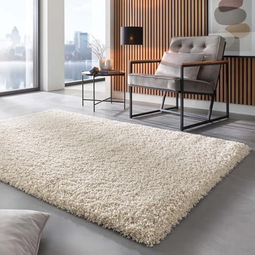 Taracarpet Shaggy Hochflor Langflor Teppich Twilight Luxus Qualität aus Belgien geeignet fürs Wohnzimmer Schlafzimmer und Kinderzimmer 6926 Weiss 065x130 cm