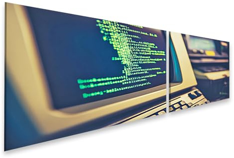 islandburner Cuadro sobre lienzo vintage ordenador con código de programación para estudios, aficionados a la informática, tienda de tecnología, cuadros murales, póster