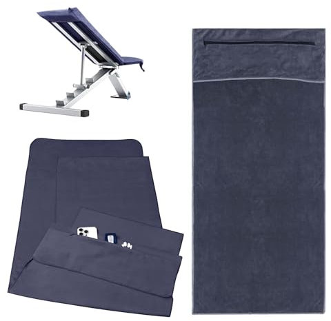 Mexgcom 2 Stück Fitness Handtuch, 120x50cm Sporthandtuch Handtücher mit Reißverschlusstasche + 80x40cm Kleine Handtücher für Yoga, Training, Sport, Outdoor (Grey)