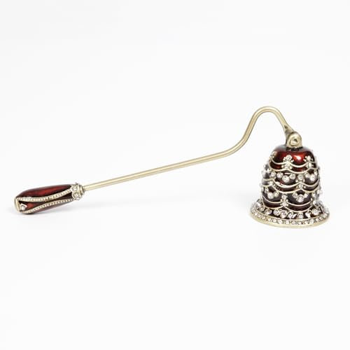 bordorsse Éteignoir à bougie floral vintage en émail violet et vert avec accents de cristal, métal décoratif (bordeaux)