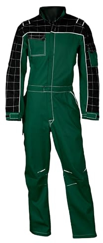 SADISRLS Tuta da Lavoro Professionale Bicolore per Carrozziere Meccanico Gommista Agricoltore, Cotone/Poliestere, Multitasche con Cerniera Zip - Resistente Multitasche (Verde, XL)