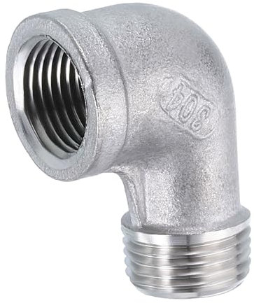 sourcing map 304 Stainless Steel 90 Degree Elbow Fittings NPT 3/8 Female x NPT 3/8 Male Threaded Adapter Pipe Fitting for Connecting Water Pipe Air Hose PVC Tube Cast Coupling