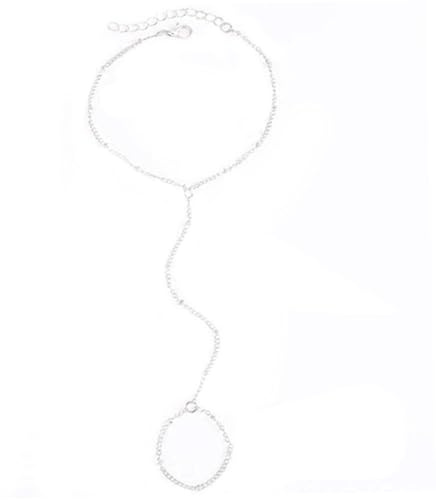 Silver hand kedja hand kedja armband för kvinnor trendigt silver elegant ring armband justerbar legering minimalistiska fingersmycken för