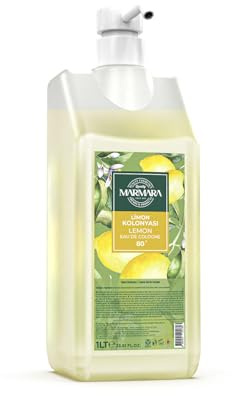 Marmara Lemon Eau de Cologne 1L mit Pumpe – 80% Alkohol – Erfrischendes Zitronen-Kolonya für Damen & Herren – Hautdesinfektion & Aftershave - Limon Kolonya (Lemon)