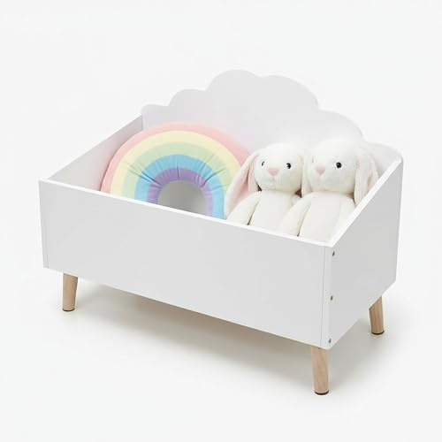 Spetebo Kinder Aufbewahrungstruhe Wolke, Weiß, 58 x 45 cm, Holz