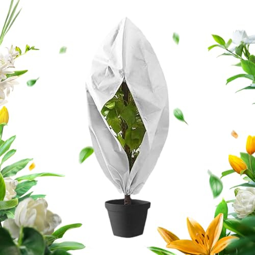 Genérico Copertura antigelo per piante - Fodera invernale con cerniera, protezione termica con coulisse per giardino, vasi, rose, arbusti e alberi da esterno