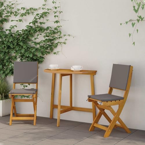 Gecheer Silla Bistró Rústica Plegable de Acacia, Diseño Clásico, Acabado Aceitado, Cojín Removible - Exterior LYKGMZJ-42028100ES