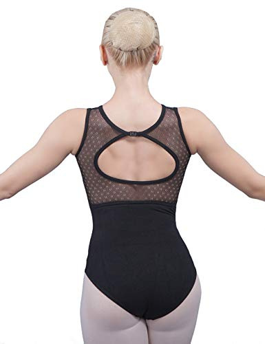 Dance Favourite Round Neck Leotard with Mesh & O-Shape Open Back, L049, XS
