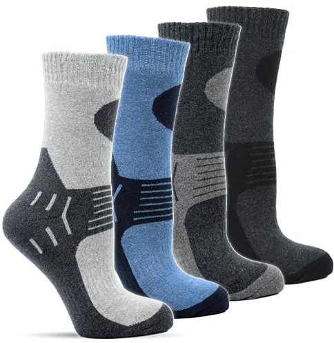 Frostfighter Herren Thermosocken (6x Paar) Winter Ski Vollfrottee Innenfutter, Schwarz Blau Grau, 39-42