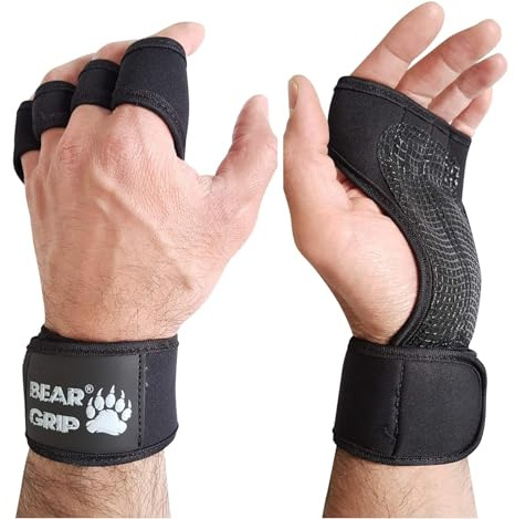 BEAR GRIP - Offene Trainingshandschuhe für Crossfit, Bodybuilding, Kallisthenik, Powerliftin (L)