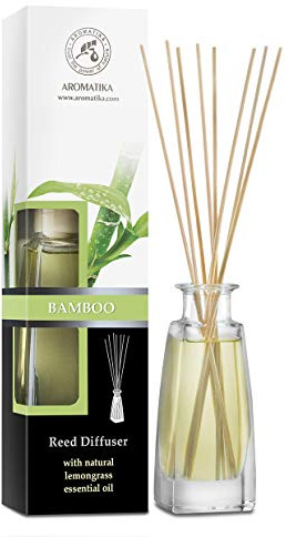 Diffusore Profumato per Ambiente Bamboo 100ml con 10 Bastoncini di Bambù - Fragranza Intensa e Duratura - Senza Alcool - Aromatizzatore d'Aria per Interni - Reed Diffuser Bamboo