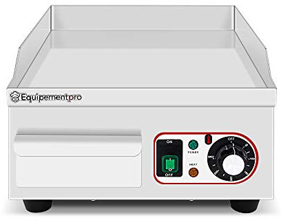Plancha eléctrica profesional EG-360 - 2000 W con placa de cocción 36 cm - Parrilla eléctrica compacta de acero inoxidable para aperitivos y cocina Pro - Equipementpro