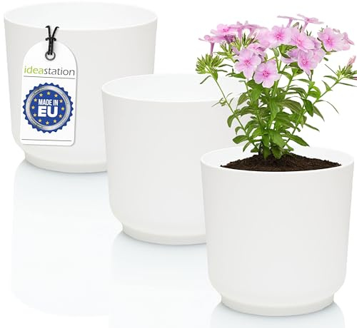 idea-station Sati macetas plastico 3 x 15 cm - Blanco - maceteros Decorativos Interior - jardineras Exterior