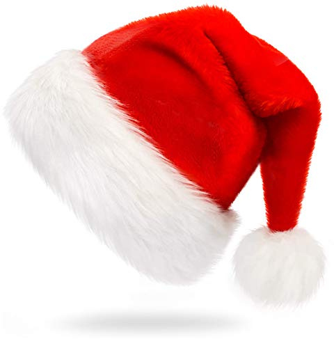 CCINEE Sombrero de Papá Noel de terciopelo rojo para decoración del hogar, suministros de fiesta de Navidad
