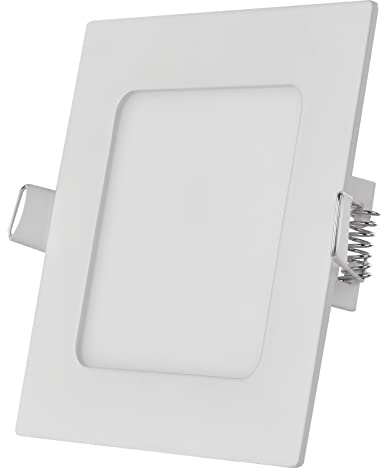 EMOS LED Panel 7 W, quadratische 450 lm Einbauleuchte, Deckenleuchte in Weiß mit Durchmesser 12 cm, extra flach, Einbautiefe 2,1 cm, Lichtfarbe warmweiß 3000 K, inkl. LED-Treiber