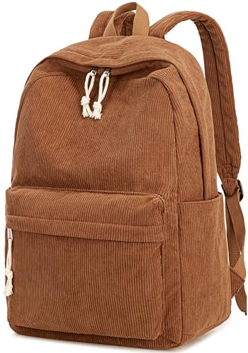 Schulrucksack für Teenager, groß, aus Kord, Büchertasche, leicht, für Mädchen und Jungen, leger, 17 Zoll (43,2 cm), Laptop-Reisetasche, Cordkaffee, 17 inch, Casual