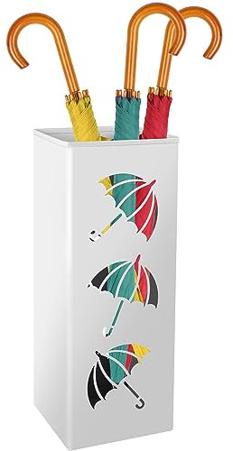 Metal Umbrella Holder Free Standing Umbrella Stand Rack Decorative Umbrella Holder Bin Multipurpose Walking Sticks Holder Umbrella Bucket for Hallway Entryway Home Hotel Office(White)