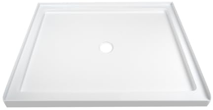 DeerValley 48L X 30W Shower Base in White with Single Threshold and Center Drain, Center Drain Location, Small Rectangle Acrylic Shower Pan, Non-slip Design DV-1SB0107
