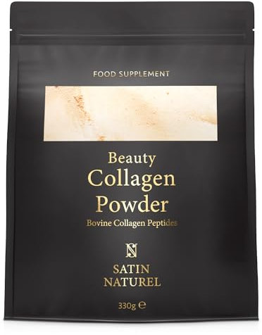 Satin Naturel Kollagen Pulver Hochdosiert 330g – Hydrolysiertes Rinderkollagen Typ 1&3 mit Hyaluron, Vitamin C & Inulin – Premium Collagen Peptide Pulver Ohne Aromen