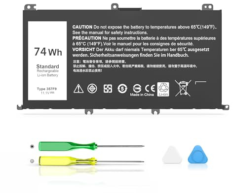 TUXIFPKU 74Wh 357F9 Laptop Battery Compatible with Dell inspiron 15 7000 Gaming 7559 i7559 7557 i7557 7567 7566 inspiron 15 5000 Gaming 5577 5576 Series INS15PD 0GFJ6 71JF4 0GFJ6 071JF4 P57F P65F