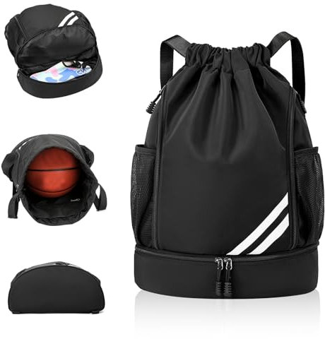 Adfuenom Turnbeutel für Jungen Damen Herren Kinder Sporttasche Sportrucksack Sportbeutel mit Kordelzug Schuhfach,Schwimmrucksack Basketball Tasche Rucksack Sport Fussballtasche Wasserdicht Gym Bag
