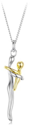 Collana con abbraccio for mamma e bambino in argento Sterling S925 for donna | Catena regolabile da 40+5 cm | Ciondolo in oro bianco galvanizzato for la festa della mamma e for l'uso quotidiano