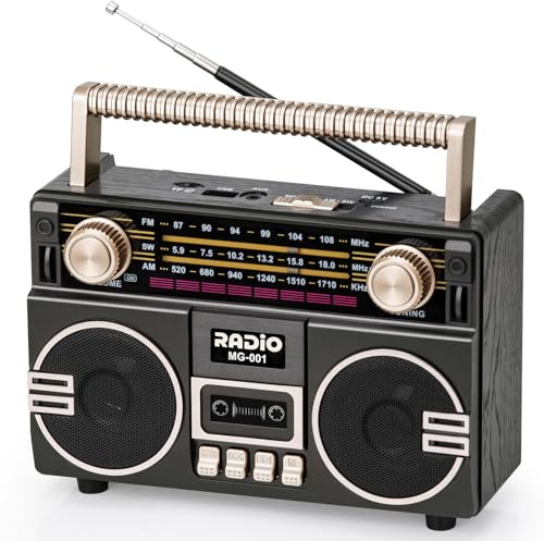 Tendak Retro Radio AM/FM/SW, Nostalgie Radio mit 1200mAh Akku, Kofferradio