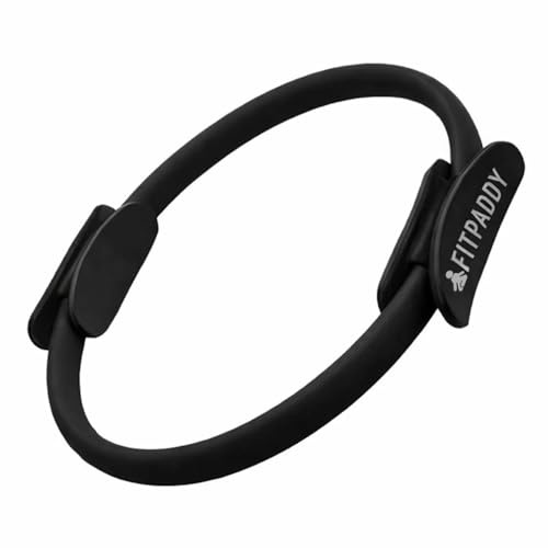 FITPADDY Anello Pilates 38 cm in Eva - Magic Circle Fitness per Tonificazione, Stretching e Recupero Muscolare - Attrezzo Pilates Leggero per Casa e Palestra - Nero