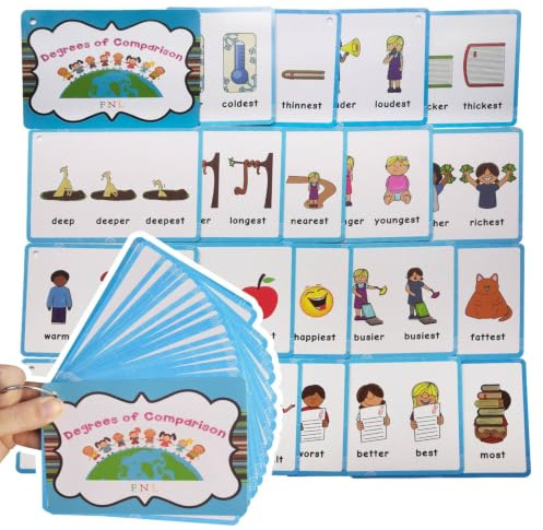 FytStycale 20 Pièces Flashcards D'anglais Illustrées Cartes Lexique avec Anneau Éducatives Cartes Lexique pour Enfants, Parents, Maternelle