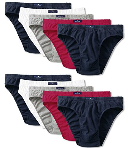 TOM TAILOR Lot de 10 Mini Slips pour Homme - Bleu Marine/Blanc/Rouge (7249) - Taille XL, Bleu Marine/Blanc/Rouge (7249), XL