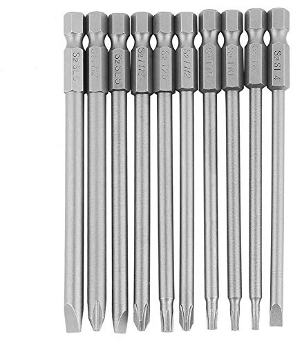 10 Stücke Schraubendreher Bits 1/4 Zoll Sechskantschaft Magnetische BST Schraubendreher Bits Set (Schlitz + Torx) 100mm Lange