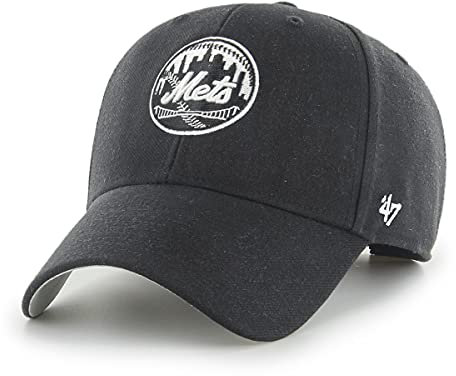 '47 MLB New York Mets MVP Unisex-Baseballkappe, Verstellbar, Hochwertiges Design und Verarbeitung, White Badge Logo, Black