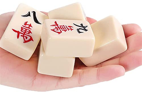 SMSOM Chinesische Mahjong mittelgroß Größe 136 nummerierte Fliesen mit Tragetaschen Aufbewahrungstasche Mahjong Game Set - (Mah Jong, Mahjongg, Mah-Jongg, Mah Jongg, Majiang)